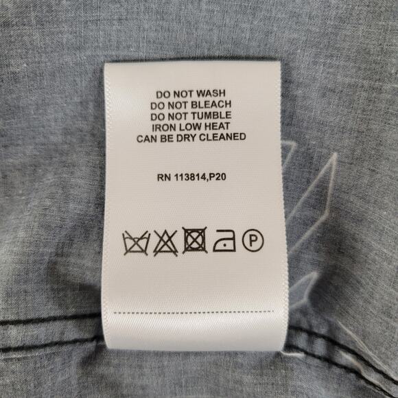 Billy Reid Standard Fit Short Sleeve Abstract  Button Down Shirt Size L Navy - Picture 7 of 8